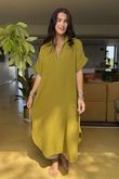 Made in Italy Paulo Pillow Cotton Shirt Dress Dirty Olive